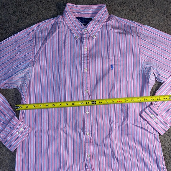 Ralph Lauren Classic Fit Button Up Down Mens Size 16.5 Pink Work Dress Shirt - Picture 8 of 11